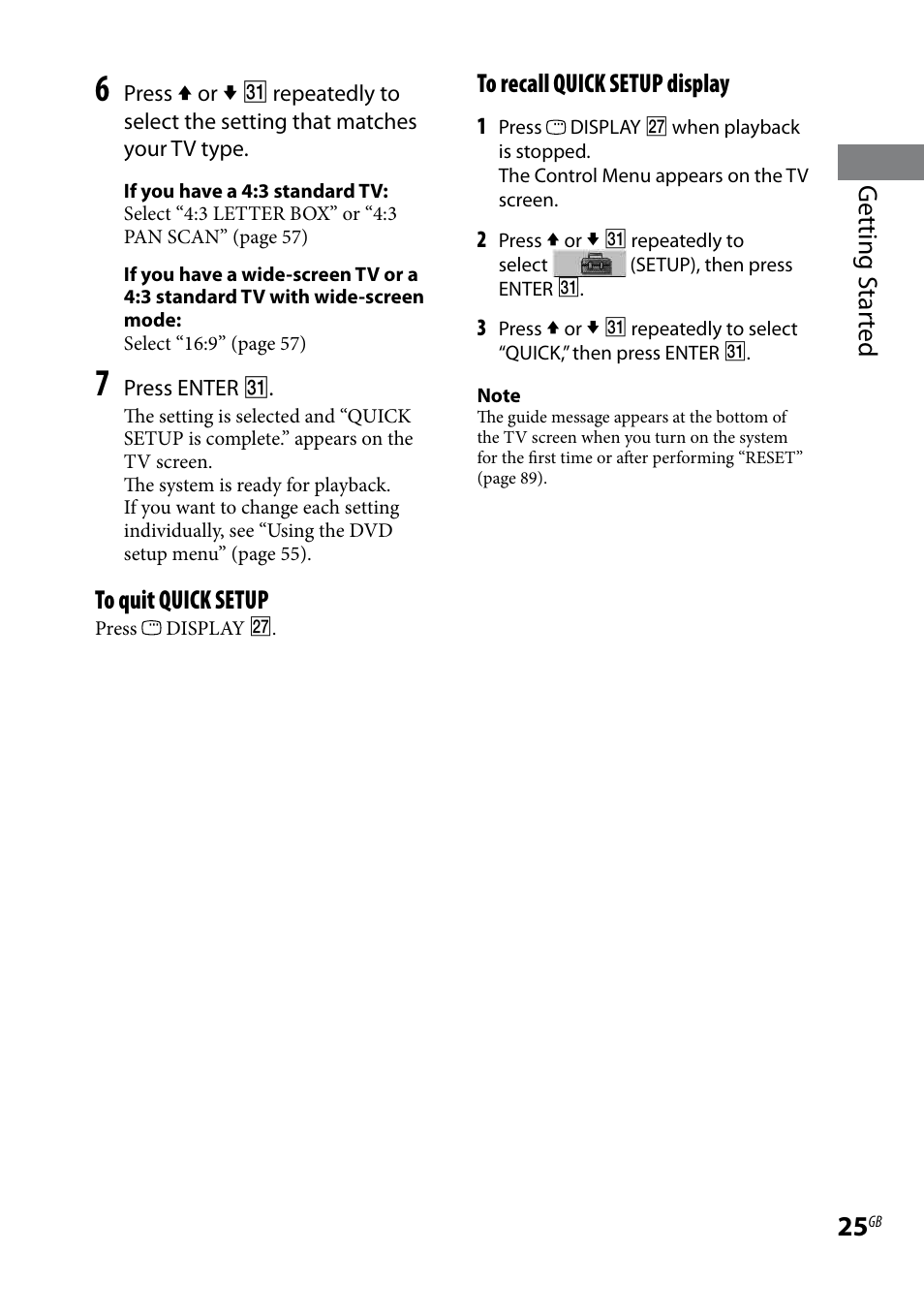 Getting s tar ted | Sony 3-097-194-15(1) User Manual | Page 25 / 112
