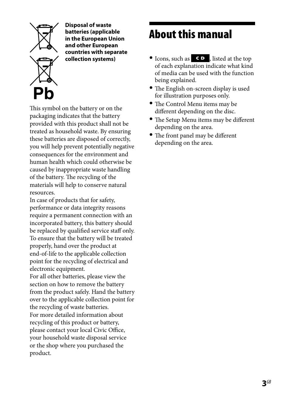 About this manual | Sony 3-097-194-15(1) User Manual | Page 3 / 112