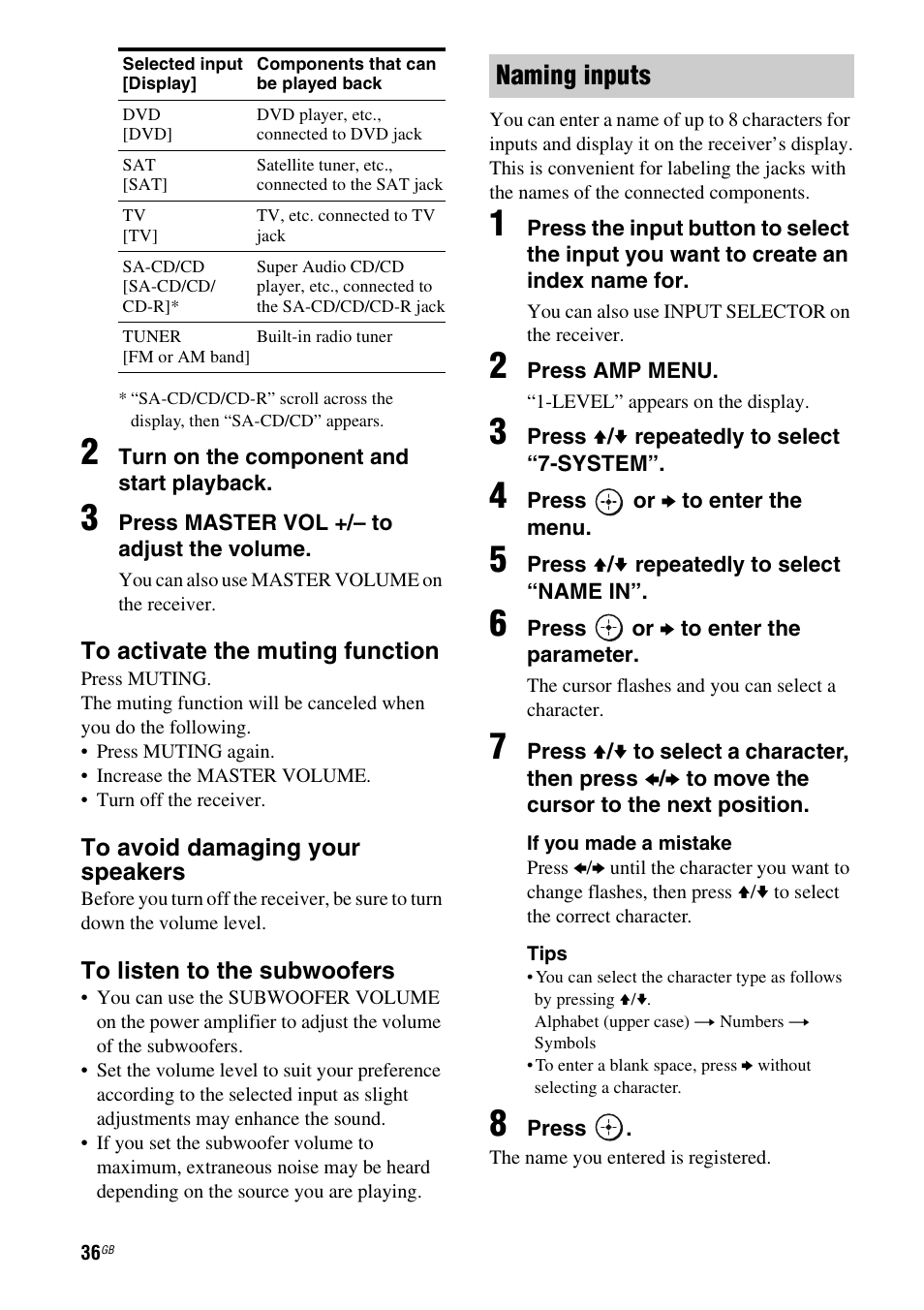 Naming inputs | Sony HT-DDW5500 User Manual | Page 36 / 76