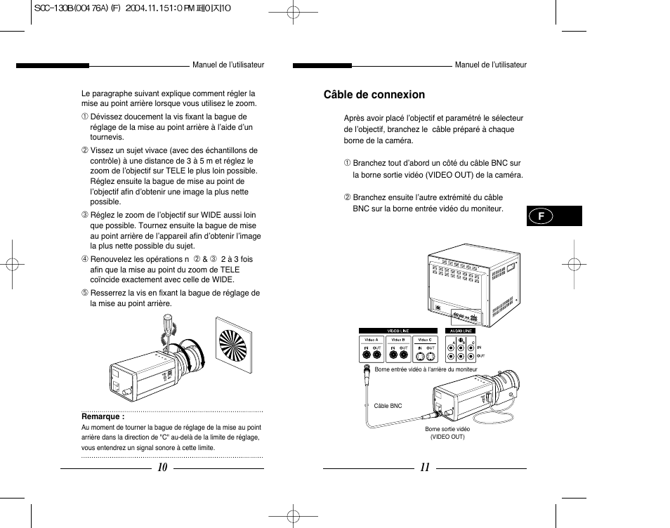 Câble de connexion | Samsung SCC-101BP User Manual | Page 22 / 99