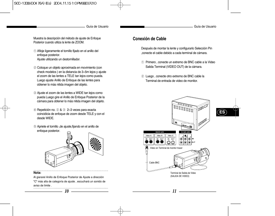 Conexión de cable | Samsung SCC-101BP User Manual | Page 50 / 99