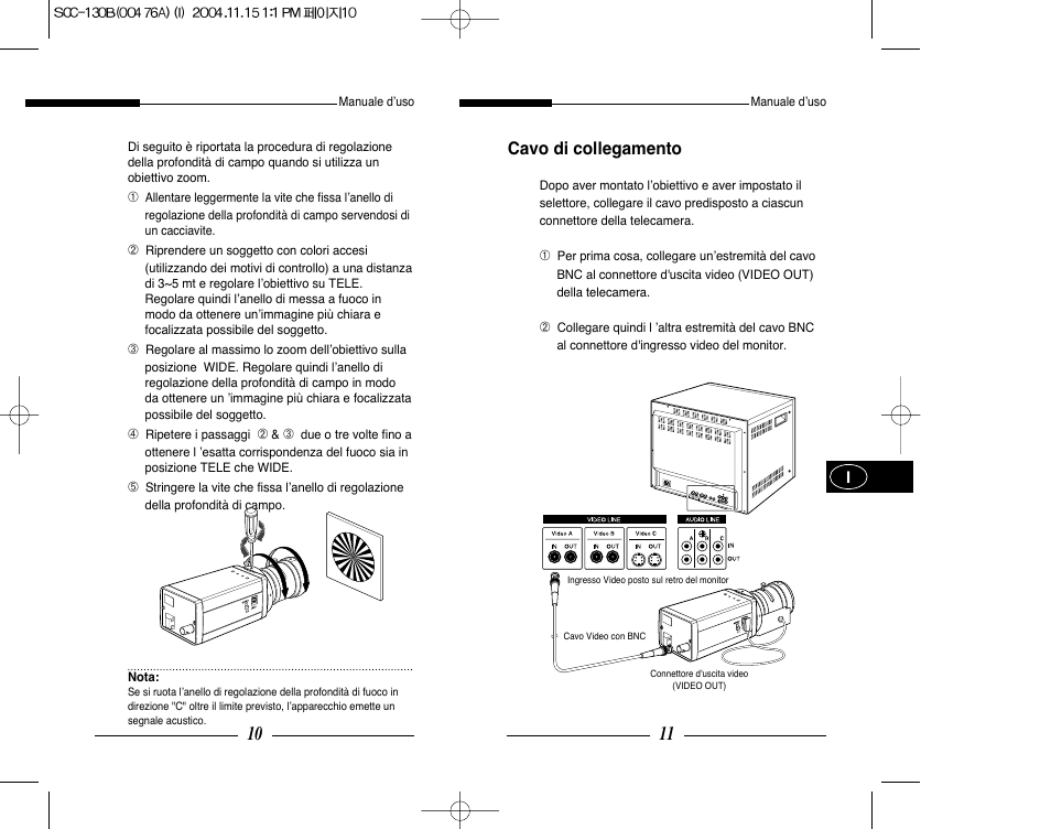 Cavo di collegamento | Samsung SCC-101BP User Manual | Page 64 / 99