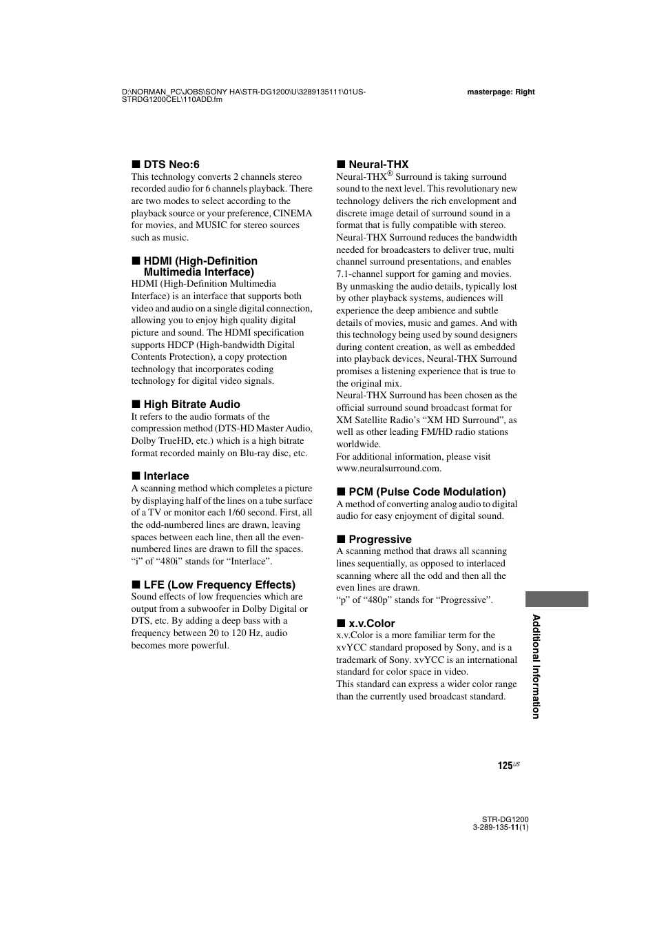 Sony R-DG1200 User Manual | Page 125 / 136