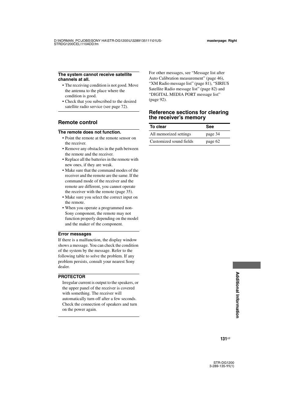 Sony R-DG1200 User Manual | Page 131 / 136