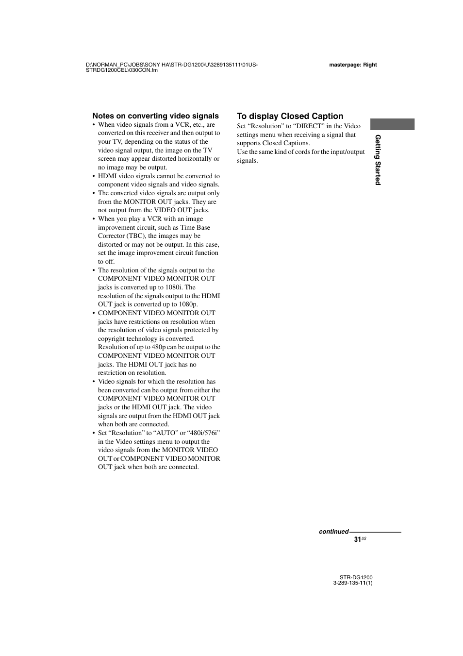 Sony R-DG1200 User Manual | Page 31 / 136