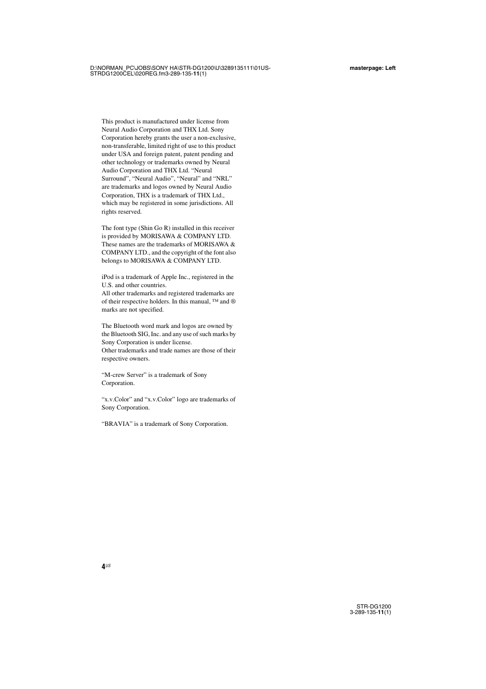 Sony R-DG1200 User Manual | Page 4 / 136