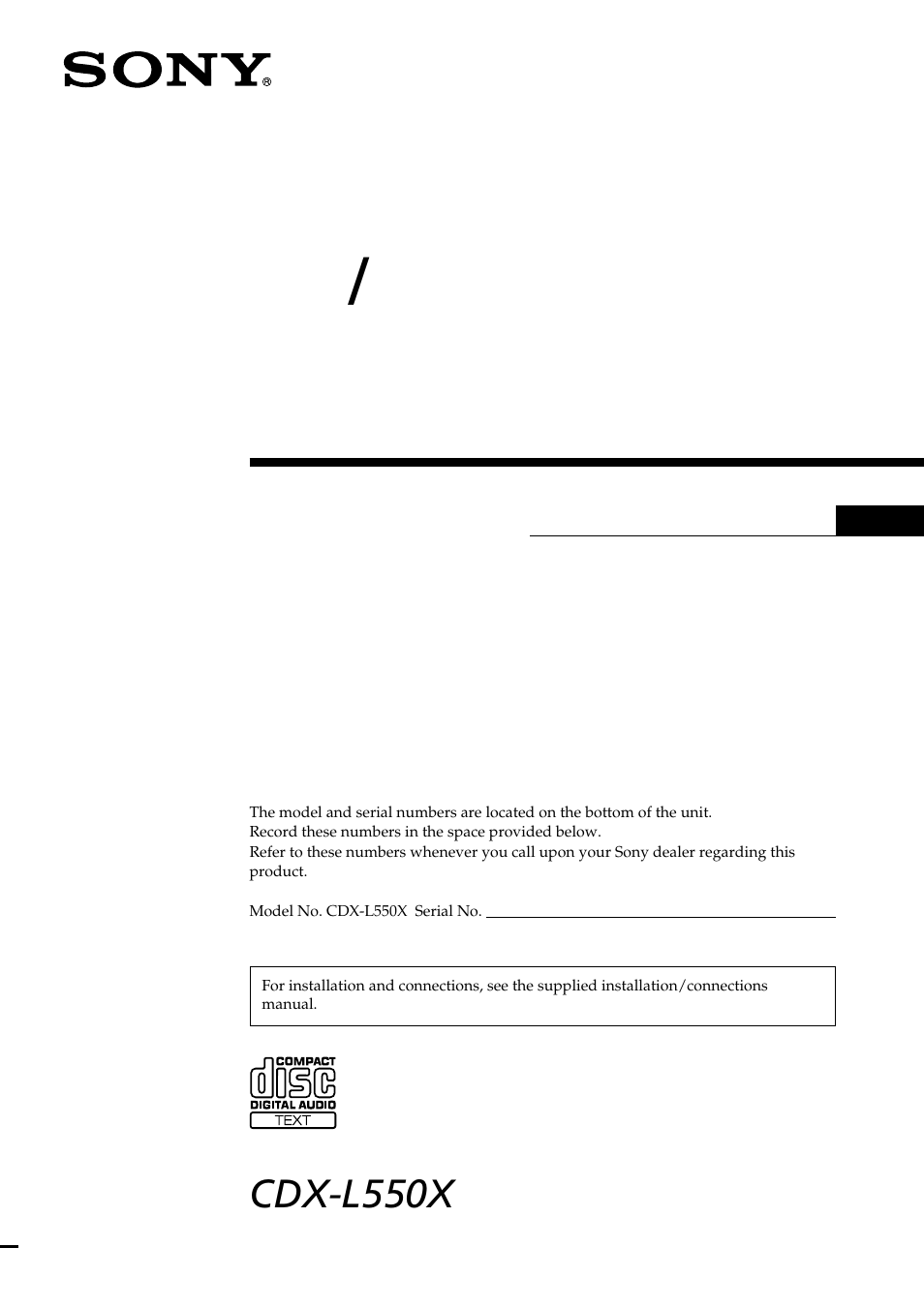 Sony CDX-L550X  EN User Manual | 24 pages