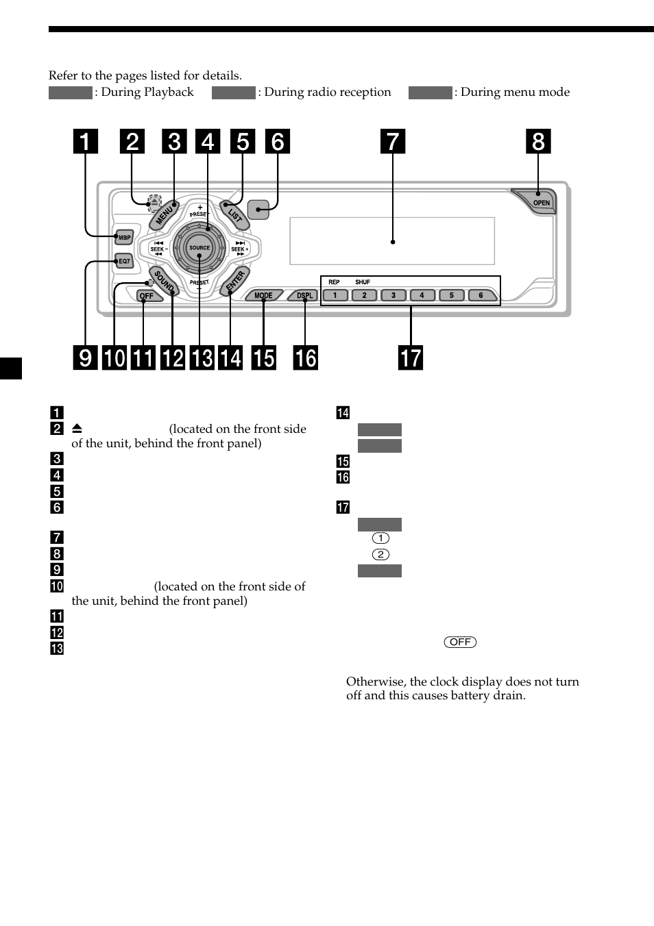Location of controls, 4location of controls | Sony CDX-L550X  EN User Manual | Page 4 / 24