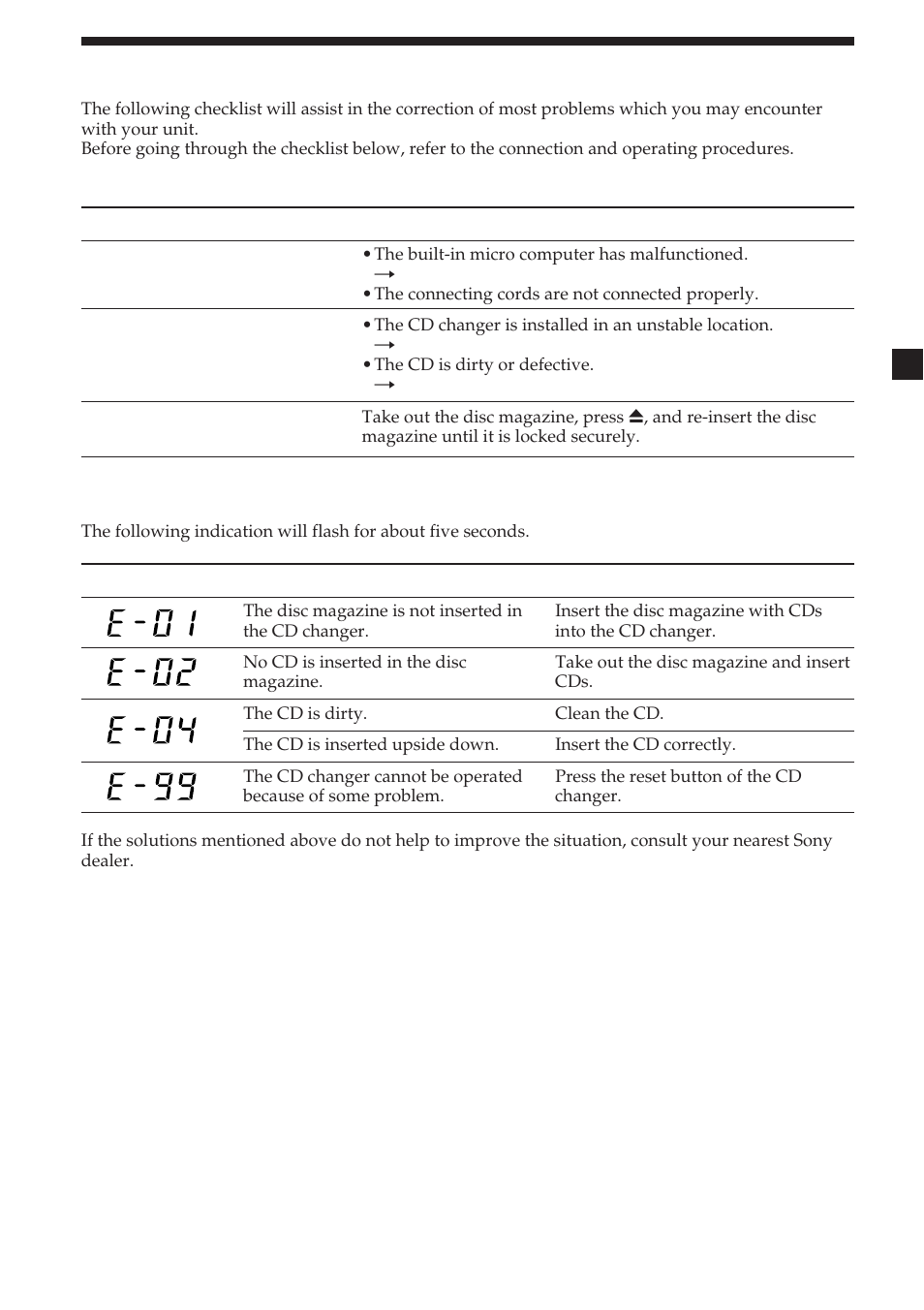 13 troubleshooting guide | Sony CDX-454RF User Manual | Page 13 / 100