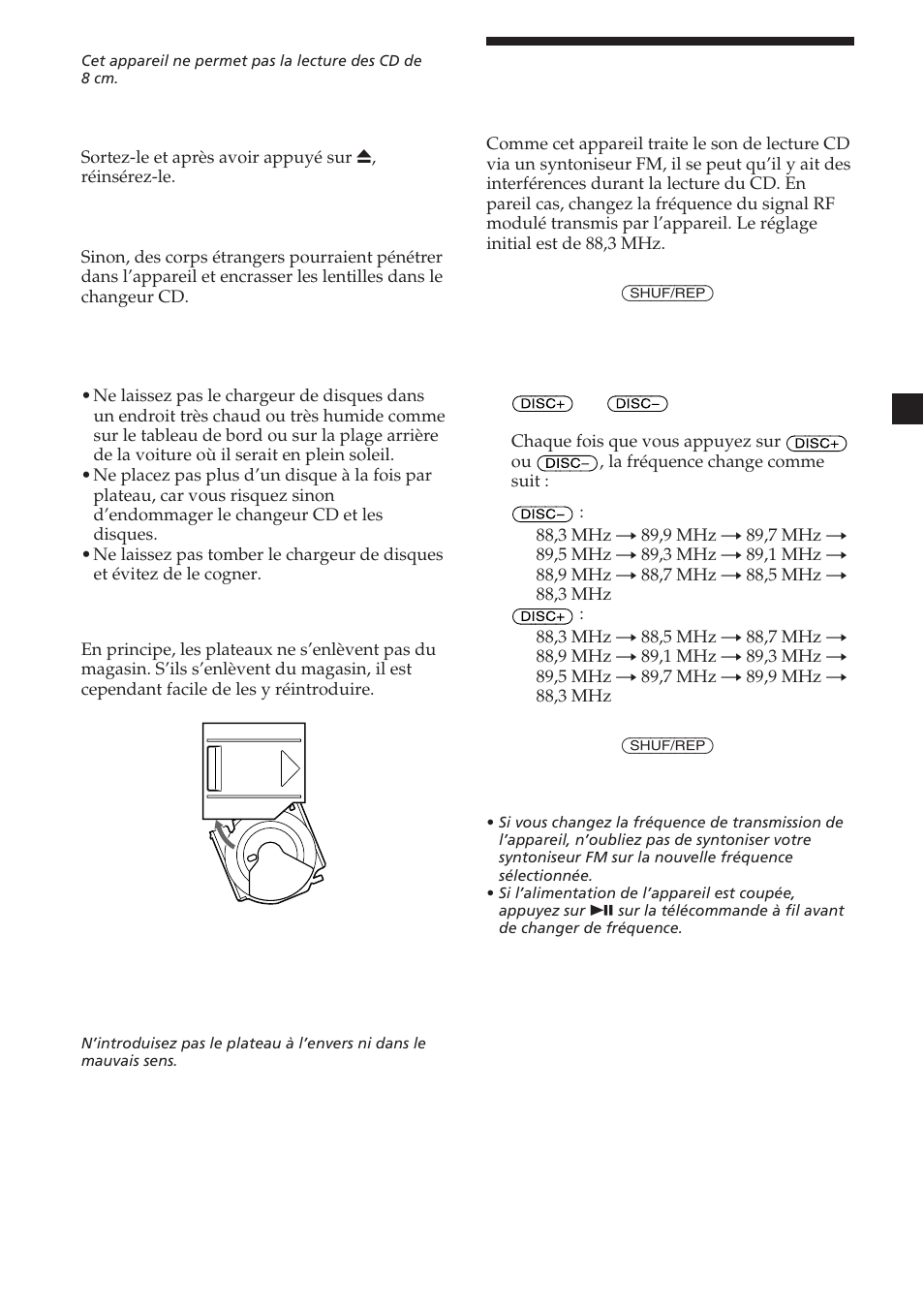 Changement de la fréquence de transmission | Sony CDX-454RF User Manual | Page 17 / 100