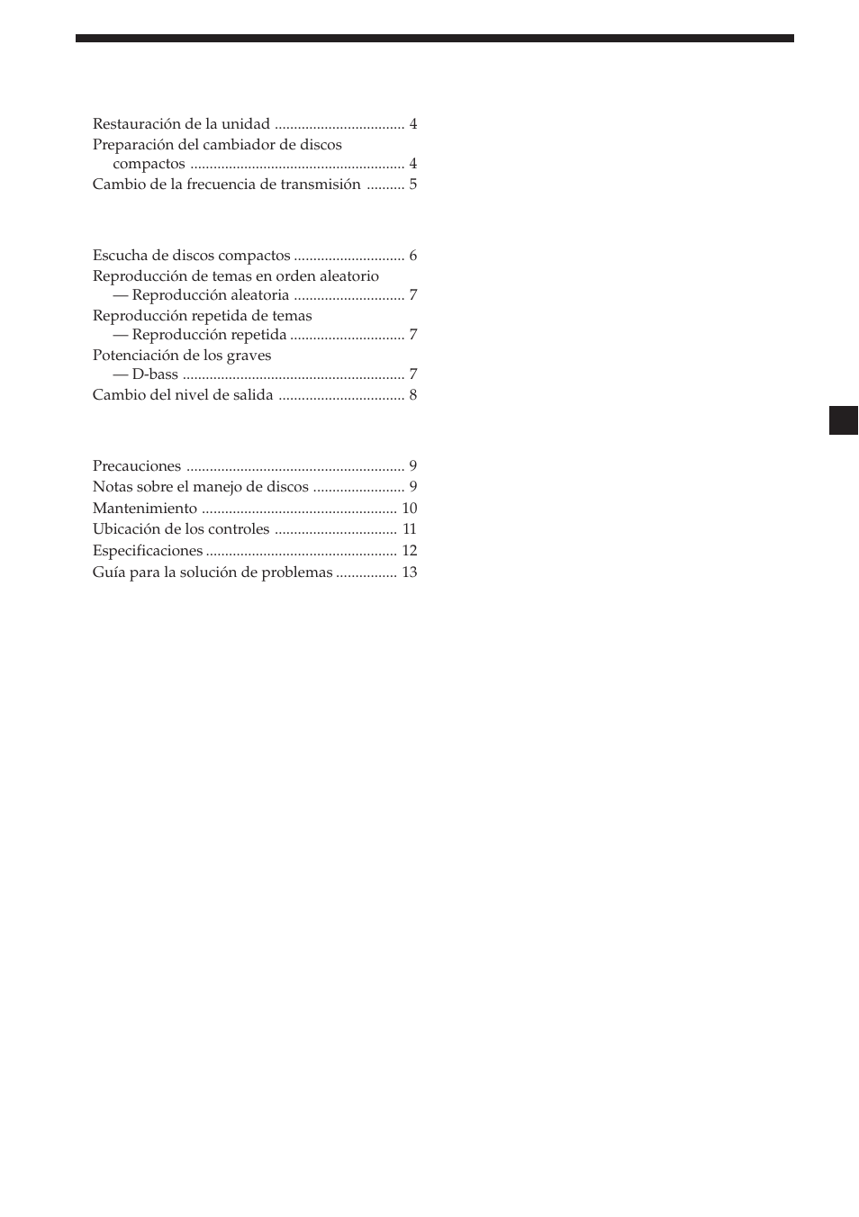 3índice | Sony CDX-454RF User Manual | Page 27 / 100