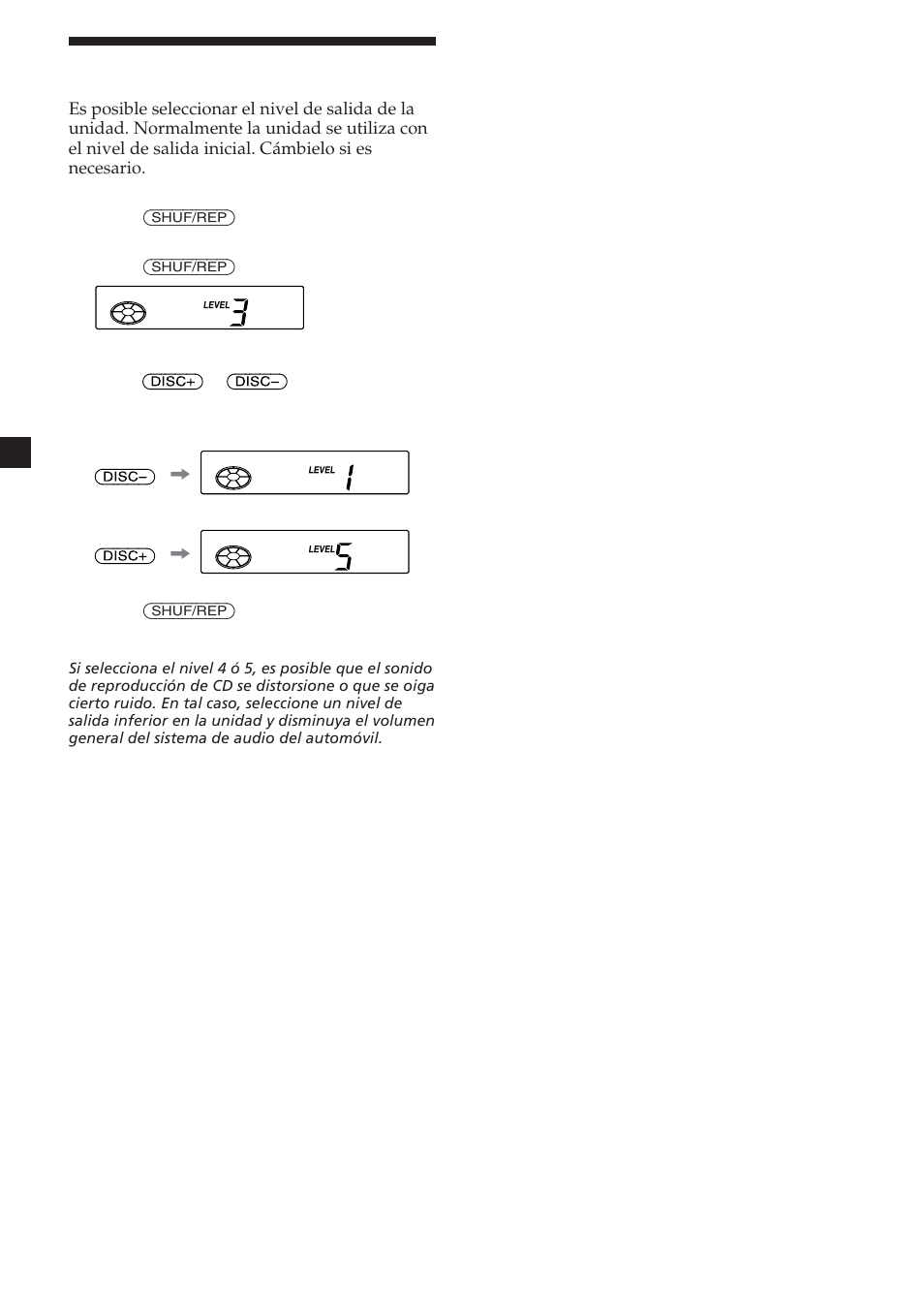 8cambio del nivel de salida | Sony CDX-454RF User Manual | Page 32 / 100