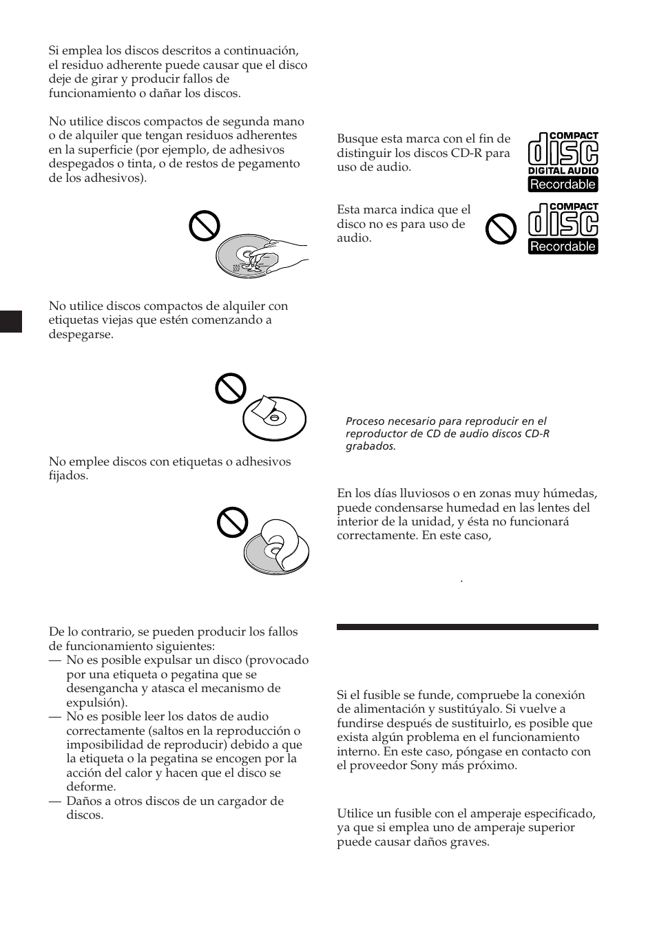 Mantenimiento | Sony CDX-454RF User Manual | Page 34 / 100