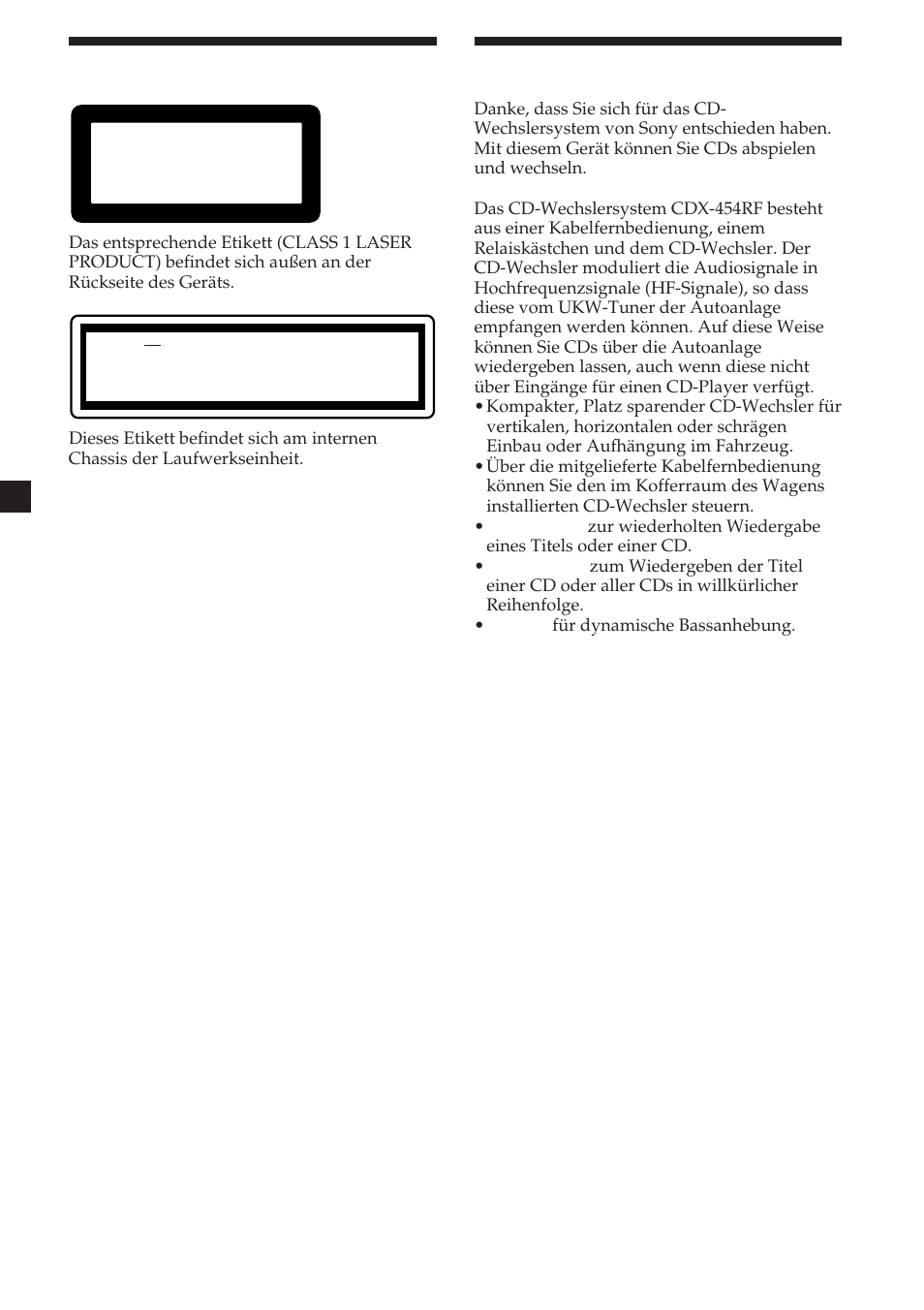 2willkommen, Sicherheitsmaßnahmen | Sony CDX-454RF User Manual | Page 38 / 100