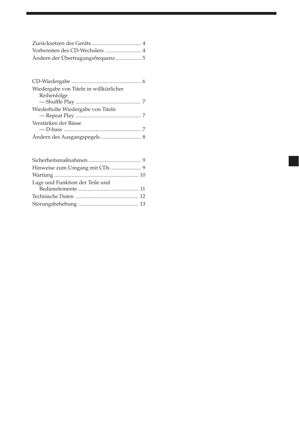 3inhalt | Sony CDX-454RF User Manual | Page 39 / 100