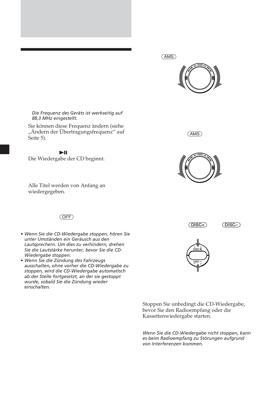 Cd-wechsler, Cd-wiedergabe | Sony CDX-454RF User Manual | Page 42 / 100