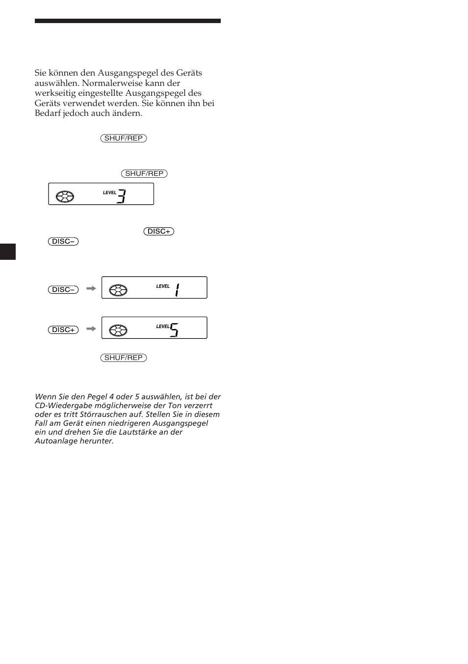 8ändern des ausgangspegels | Sony CDX-454RF User Manual | Page 44 / 100