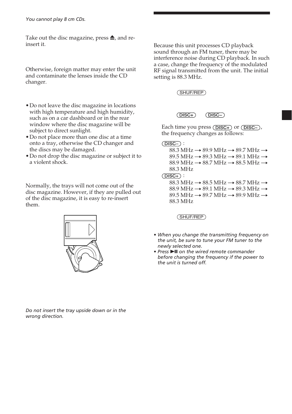 Changing the transmitting frequency | Sony CDX-454RF User Manual | Page 5 / 100