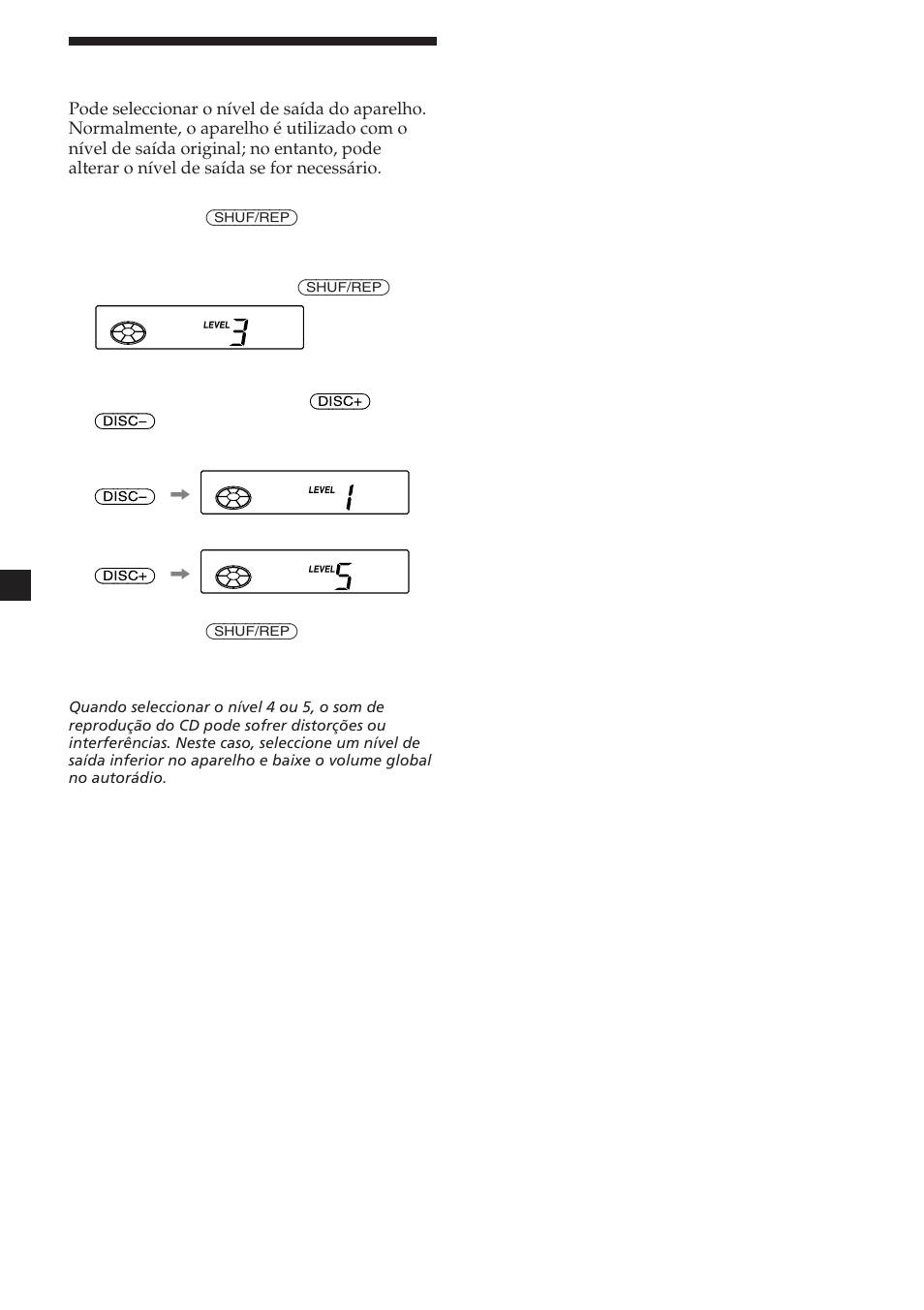 8alterar o nível de saída | Sony CDX-454RF User Manual | Page 68 / 100