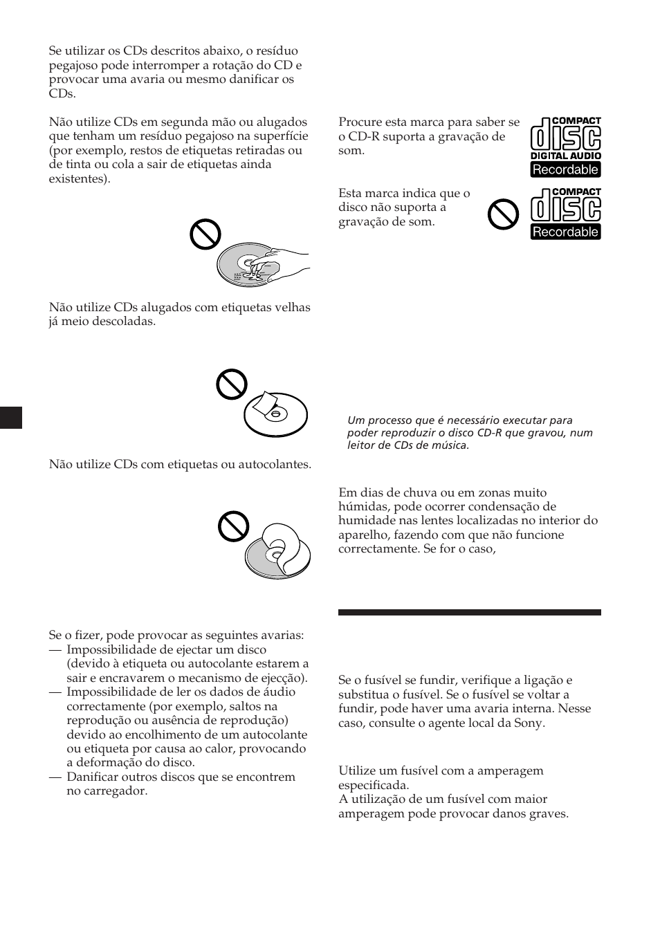 Manutenção | Sony CDX-454RF User Manual | Page 70 / 100