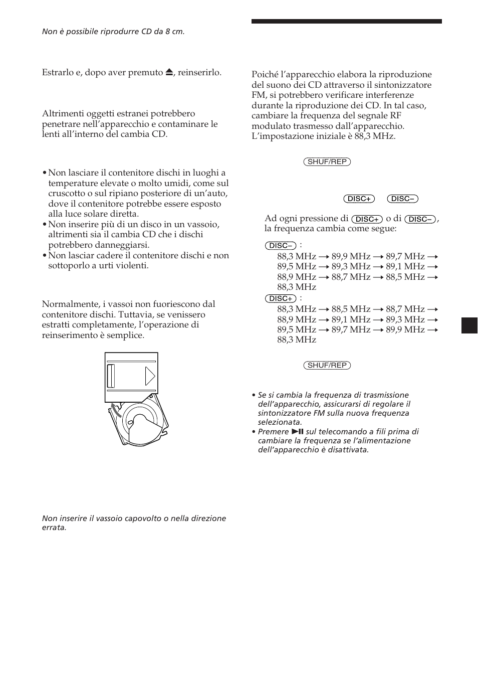 Cambiamento della frequenza di trasmissione | Sony CDX-454RF User Manual | Page 77 / 100