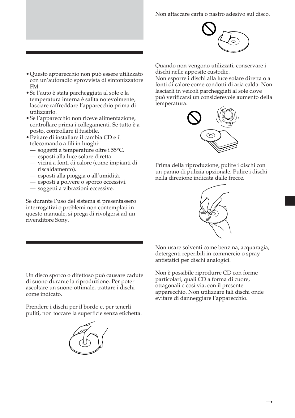 Informazioni supplementari, Precauzioni | Sony CDX-454RF User Manual | Page 81 / 100