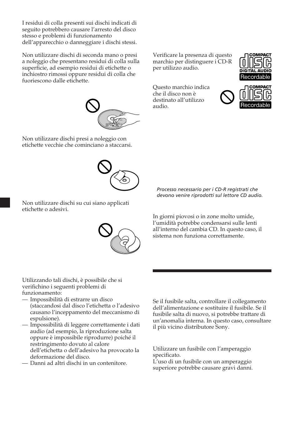 Manutenzione | Sony CDX-454RF User Manual | Page 82 / 100