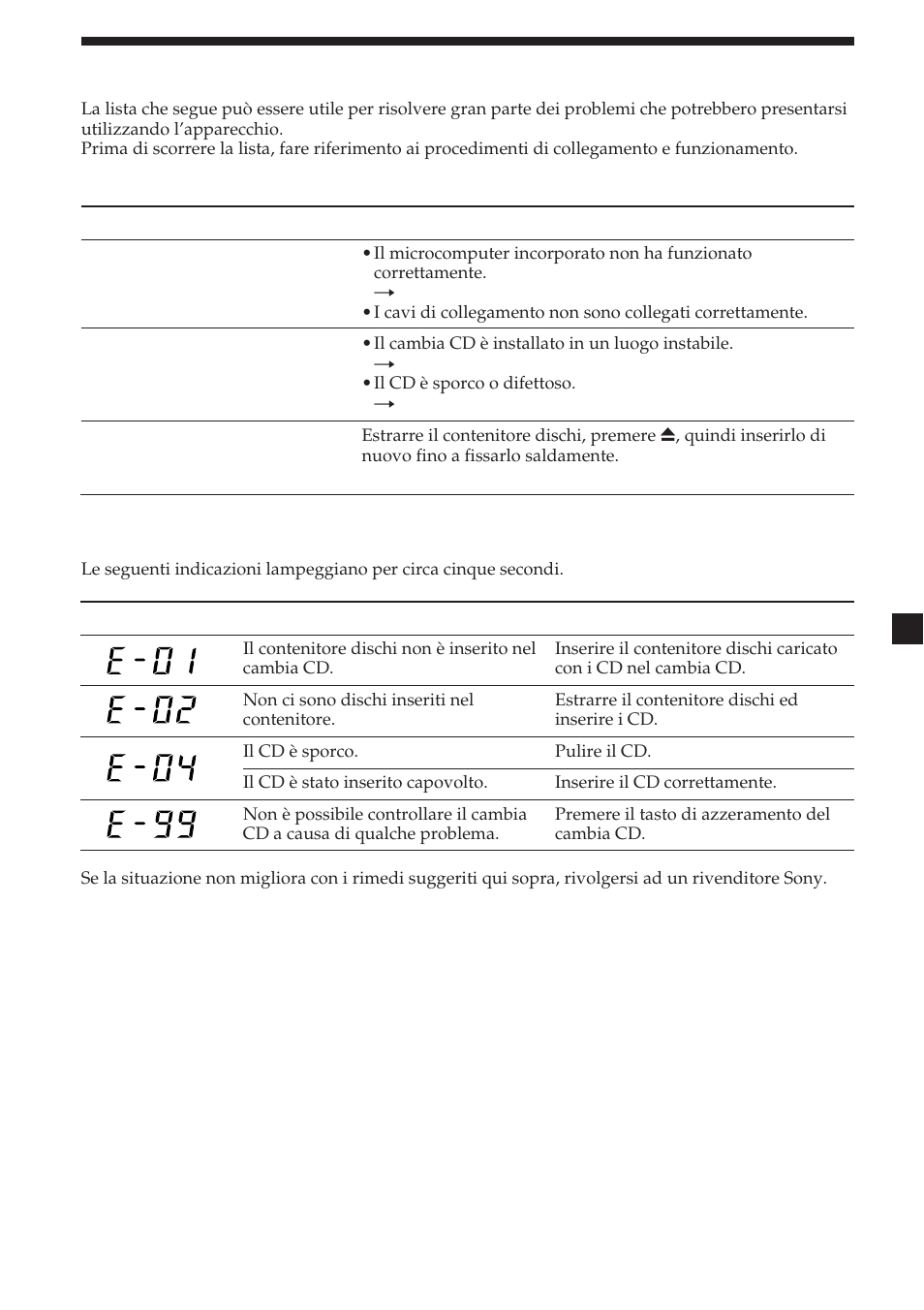 13 guida alla soluzione dei problemi | Sony CDX-454RF User Manual | Page 85 / 100