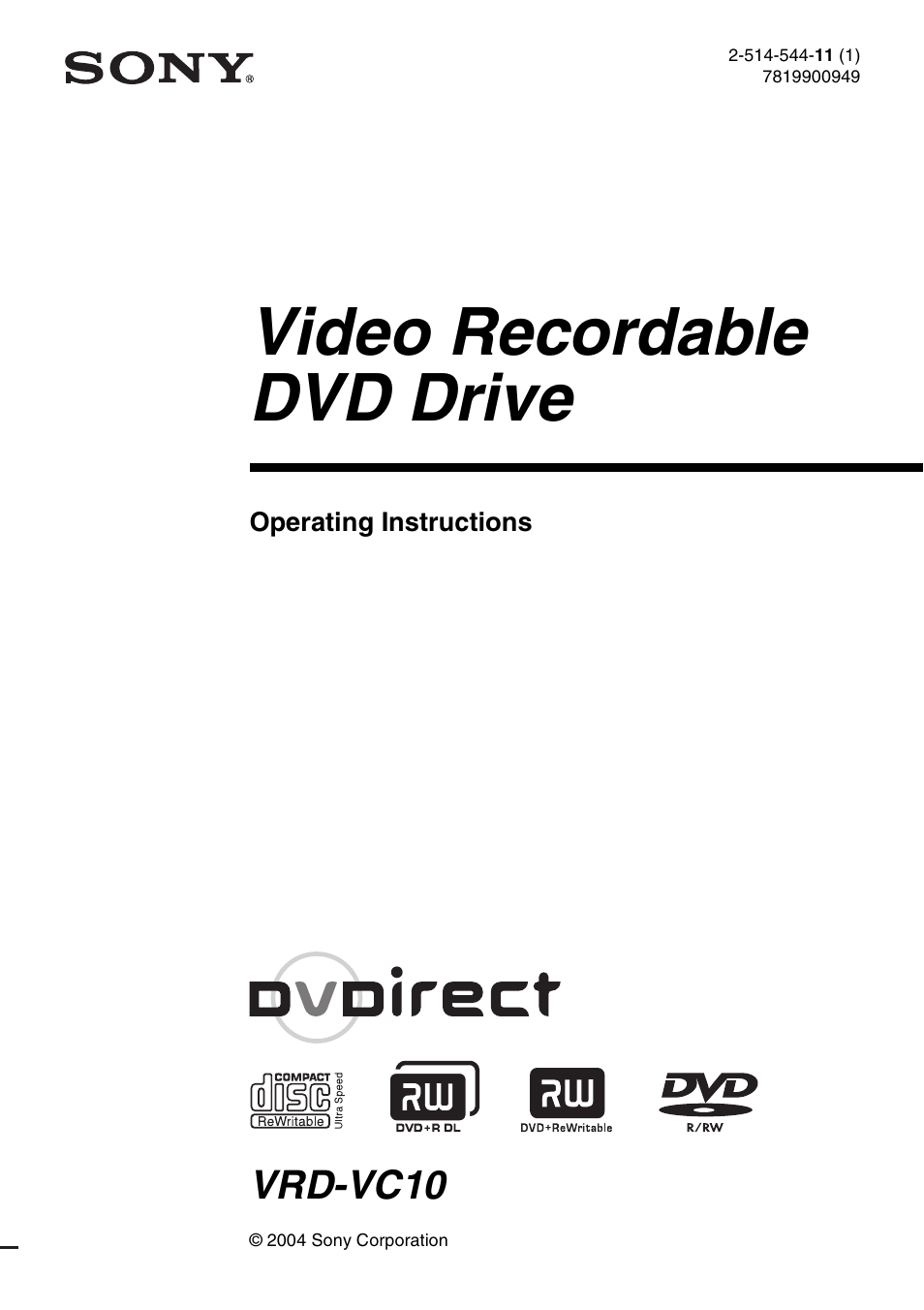 Sony VRD-VC10 User Manual | 52 pages