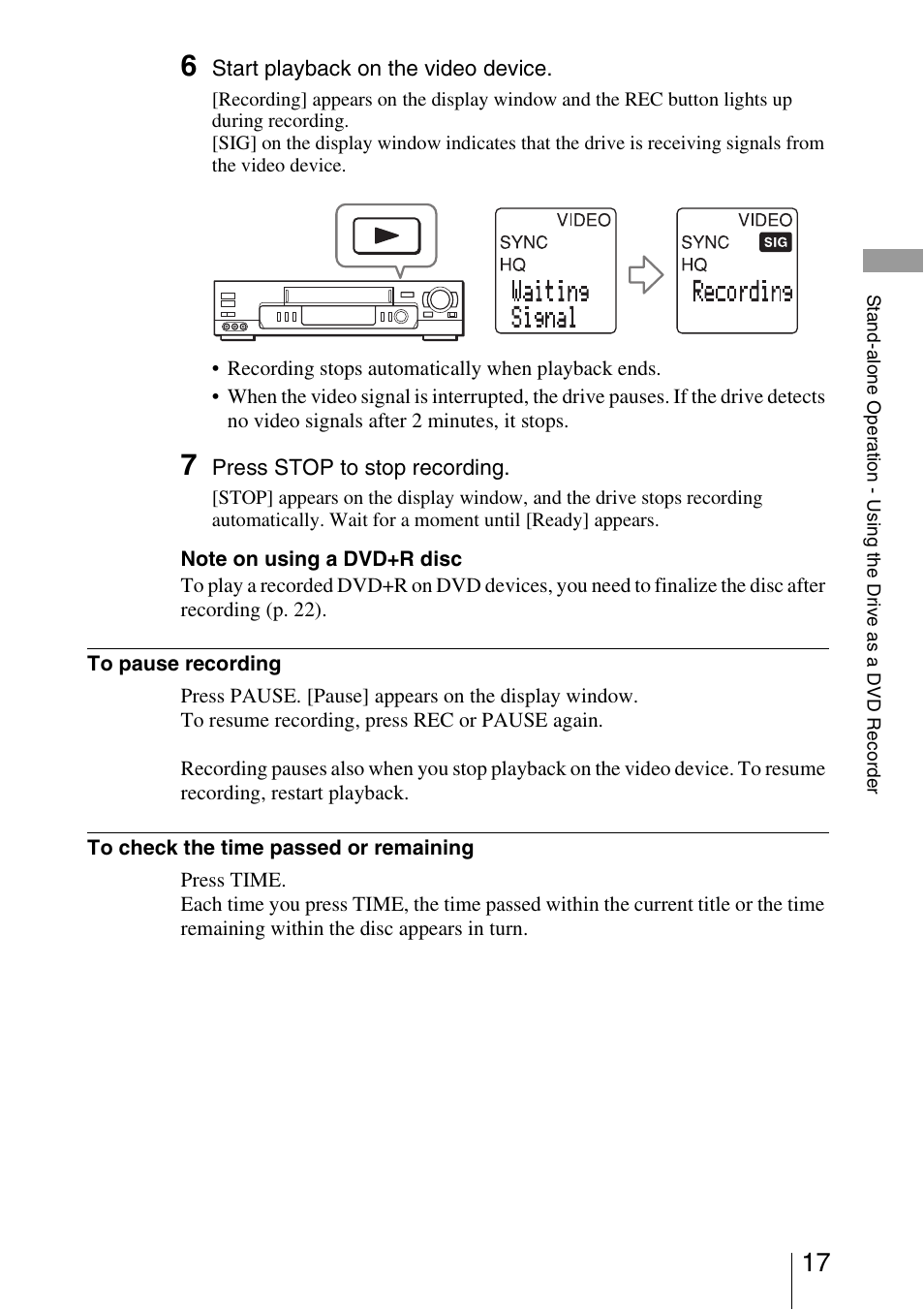 P. 17, 20) | Sony VRD-VC10 User Manual | Page 17 / 52