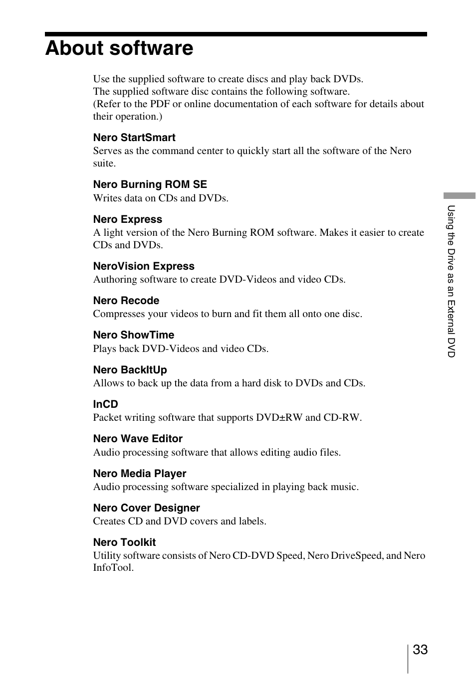 About software | Sony VRD-VC10 User Manual | Page 33 / 52