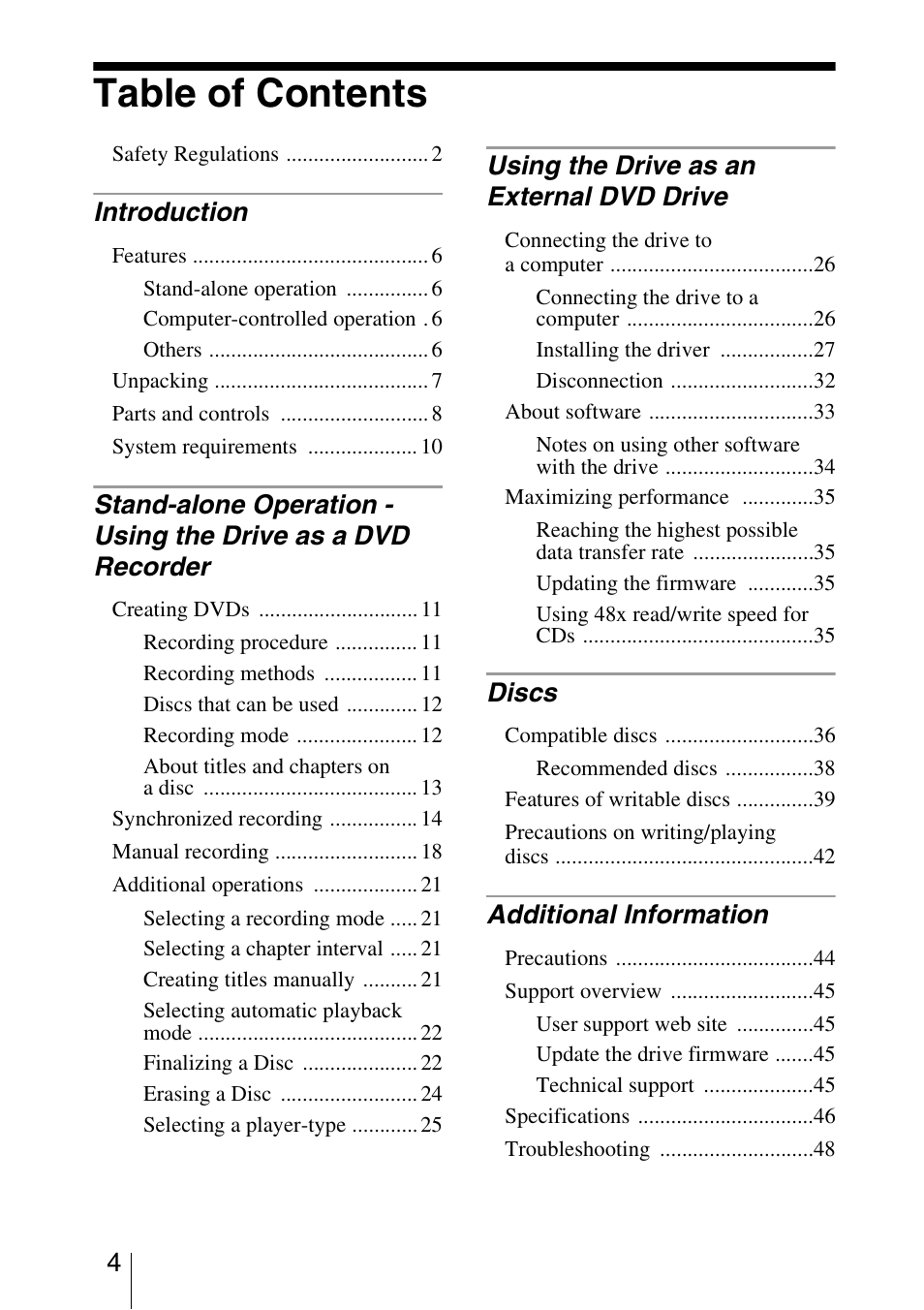 Sony VRD-VC10 User Manual | Page 4 / 52