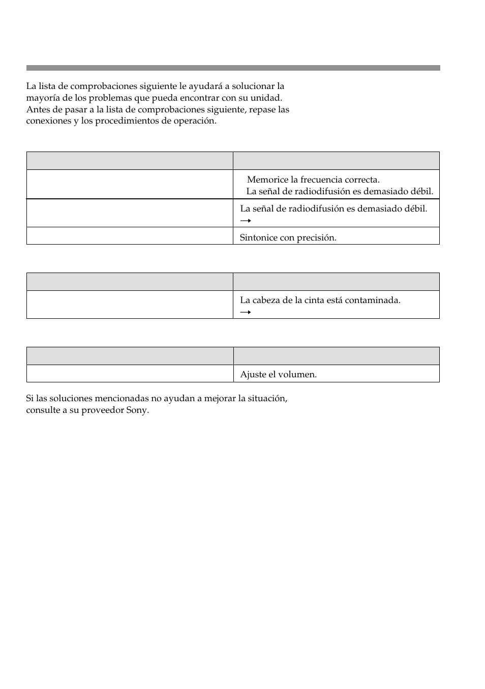 Guía para la solución de problemas | Sony XRS-300 User Manual | Page 21 / 22