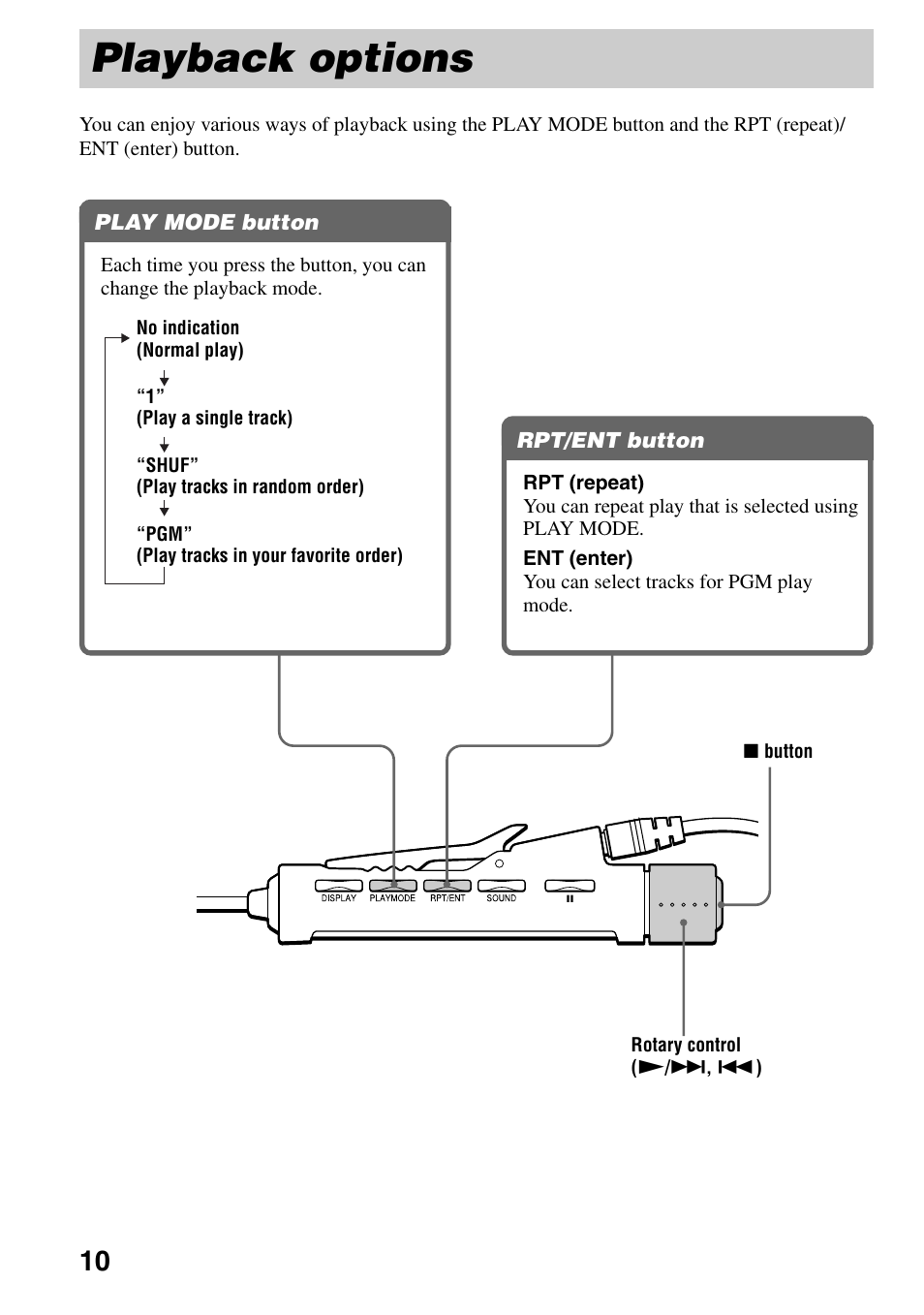 Playback options | Sony D-EJ855 User Manual | Page 10 / 28