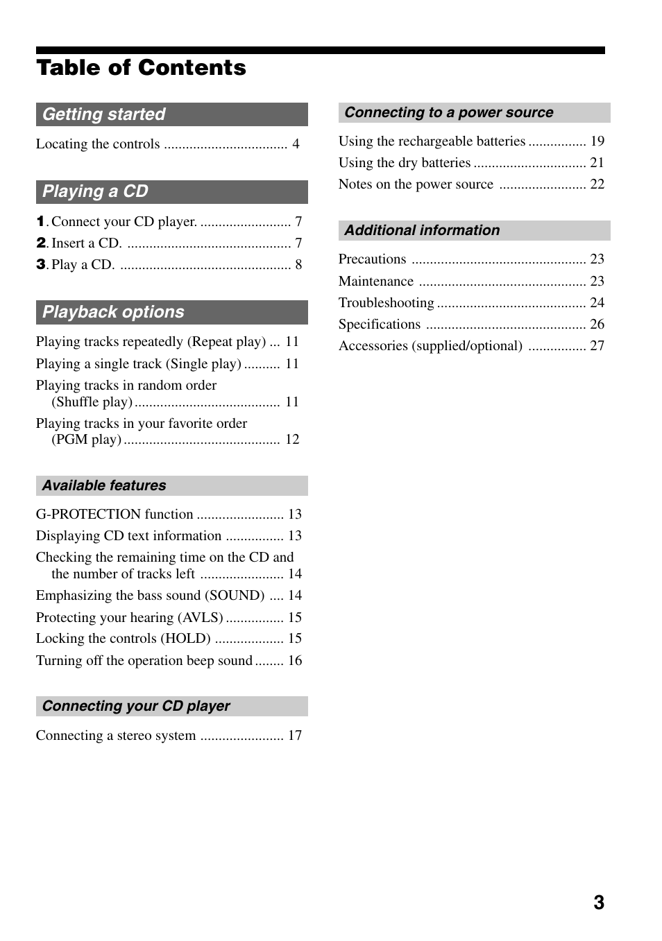 Sony D-EJ855 User Manual | Page 3 / 28