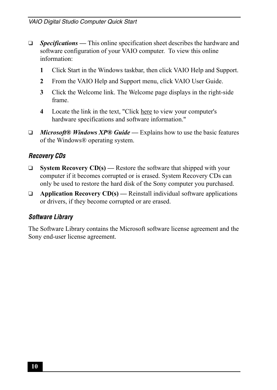 Sony Vaio Series User Manual | Page 10 / 72