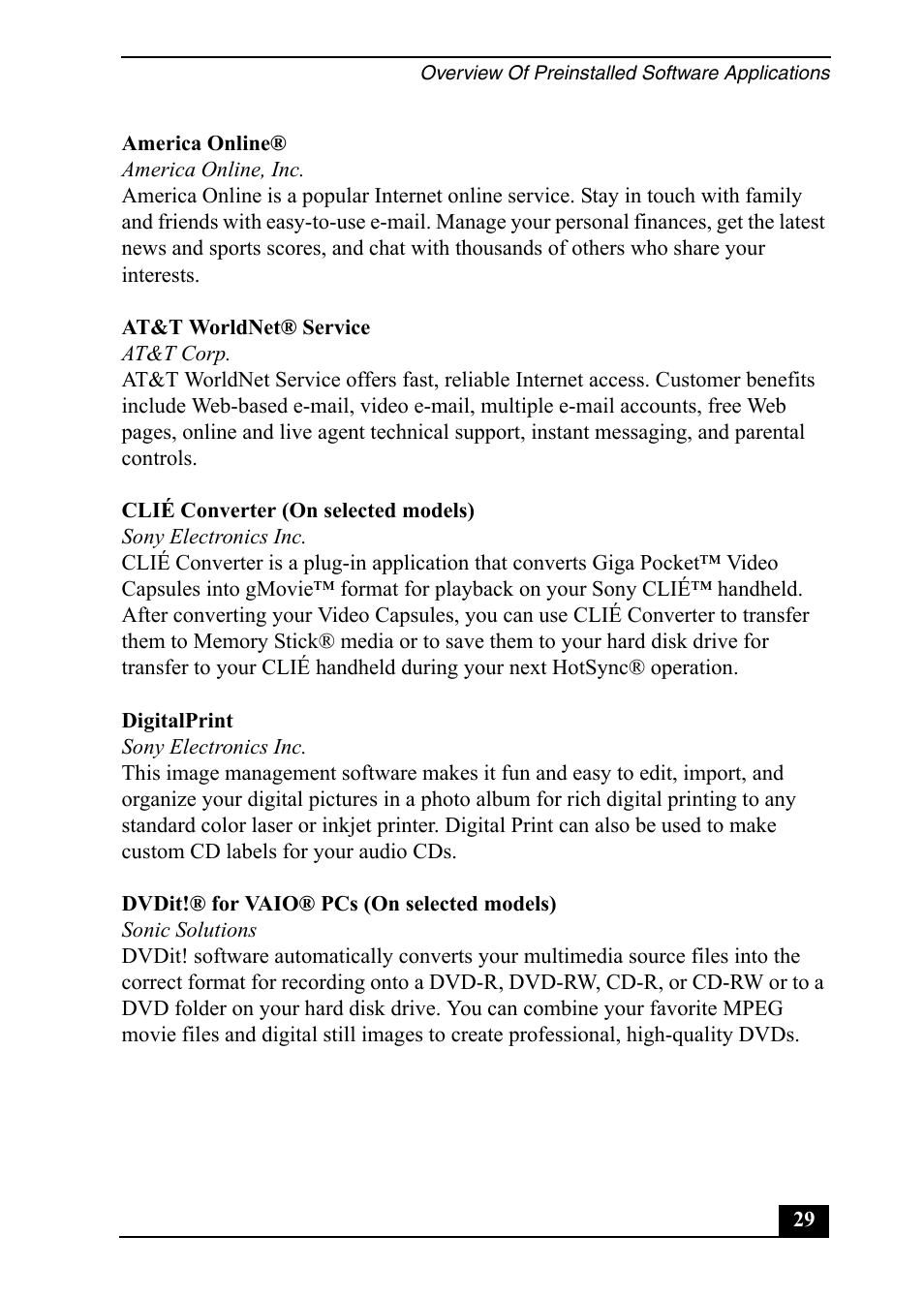 Sony Vaio Series User Manual | Page 29 / 72