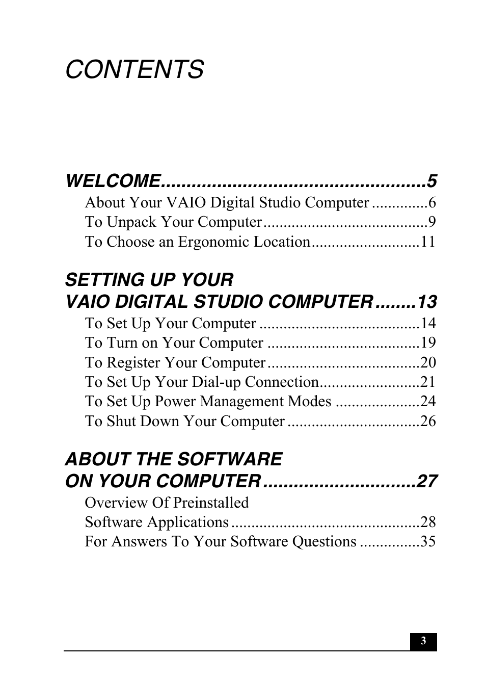 Sony Vaio Series User Manual | Page 3 / 72