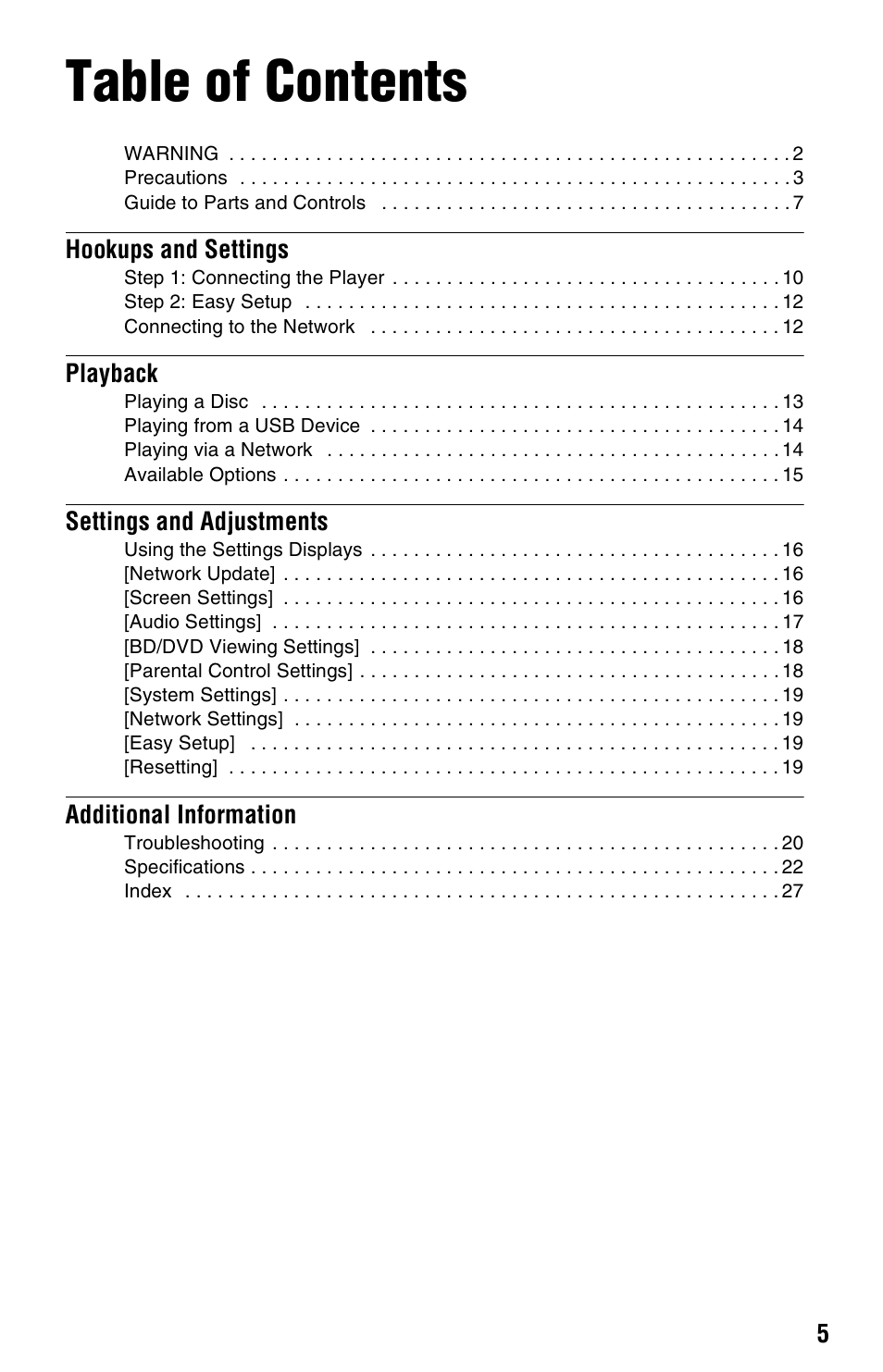 Sony BDP-S280 User Manual | Page 5 / 31