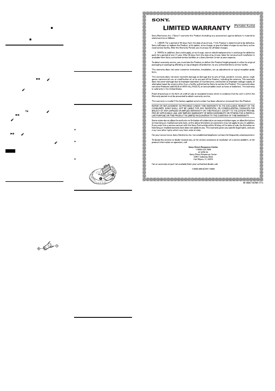 Playing your favorite tracks by adding bookmarks, Precautions, Maintenance | Troubleshooting, Specifications, Supplied accessories | Sony EJ368CK User Manual | Page 2 / 2