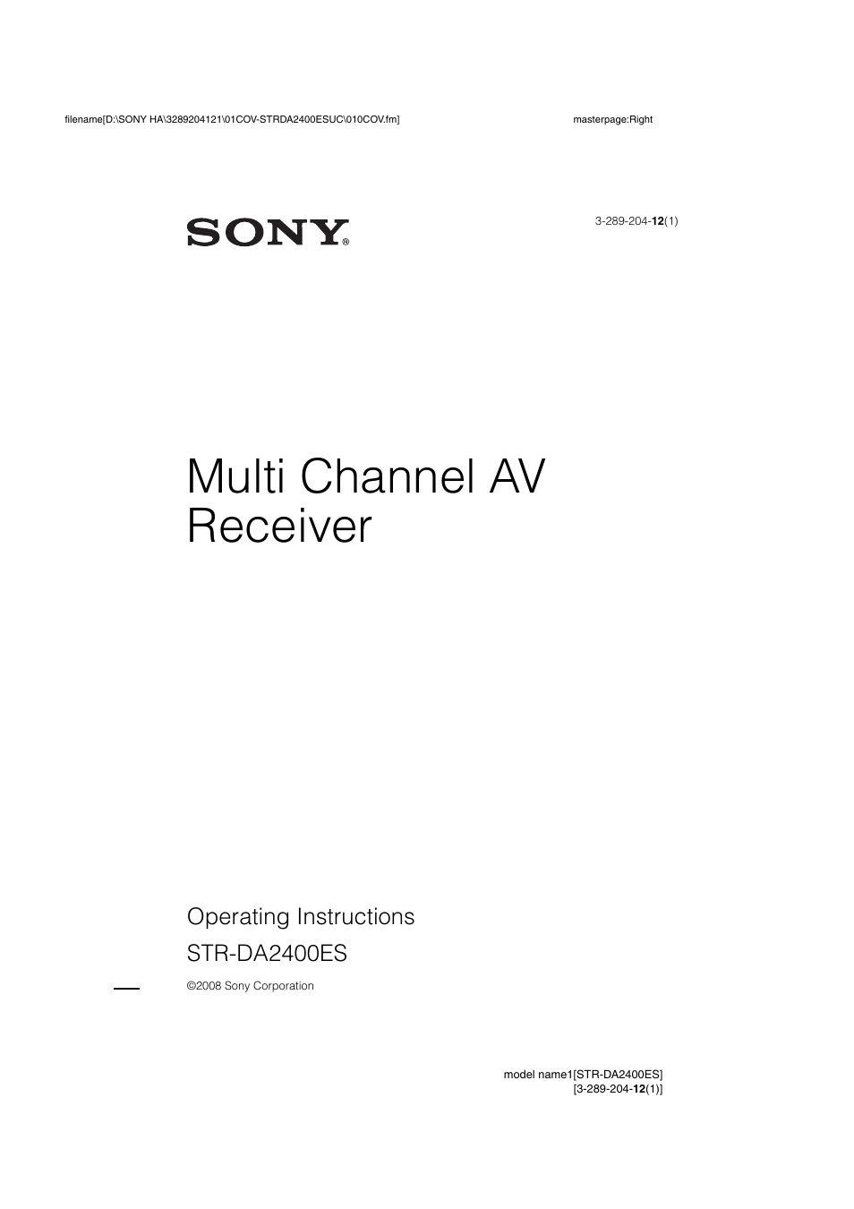 Sony 3-289-204-12(1) User Manual | 140 pages