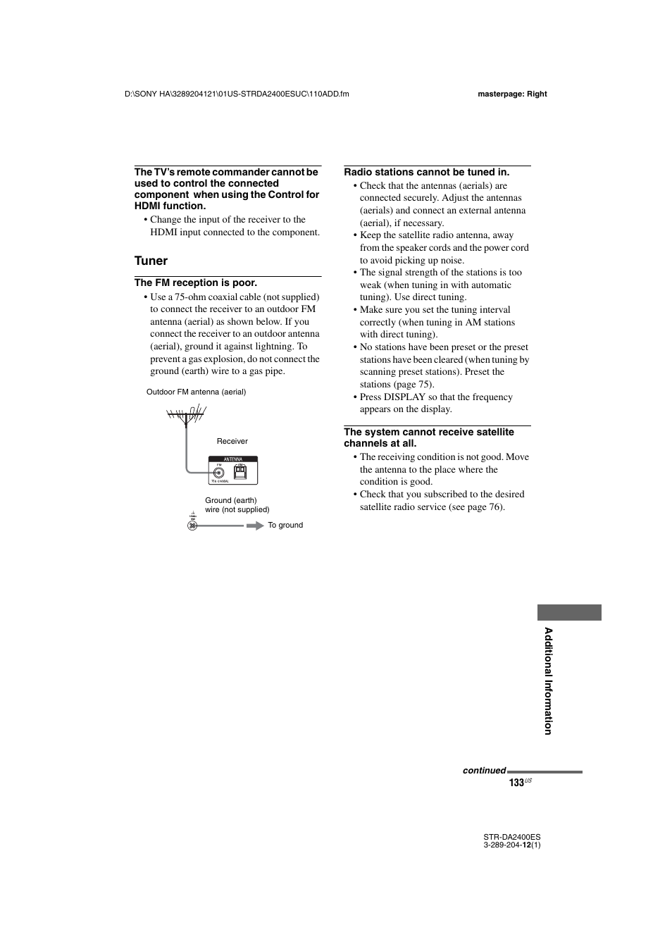 Tuner | Sony 3-289-204-12(1) User Manual | Page 133 / 140