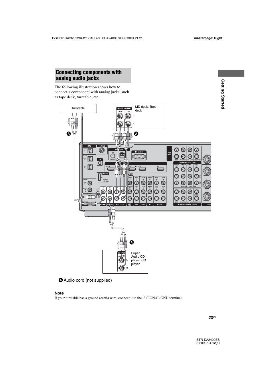 Connecting components with analog audio jacks | Sony 3-289-204-12(1) User Manual | Page 23 / 140