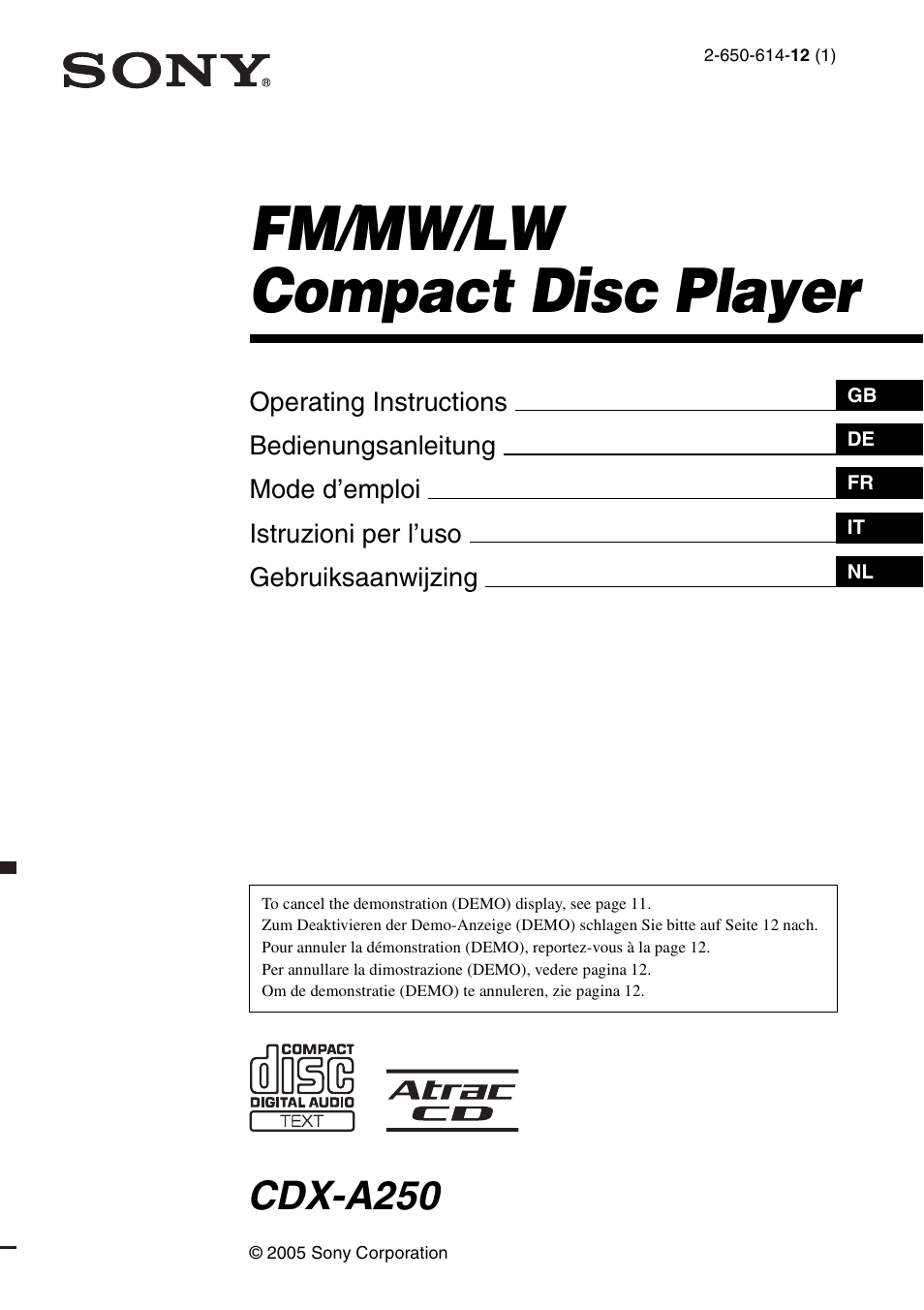 Sony CDX-A250 User Manual | 92 pages