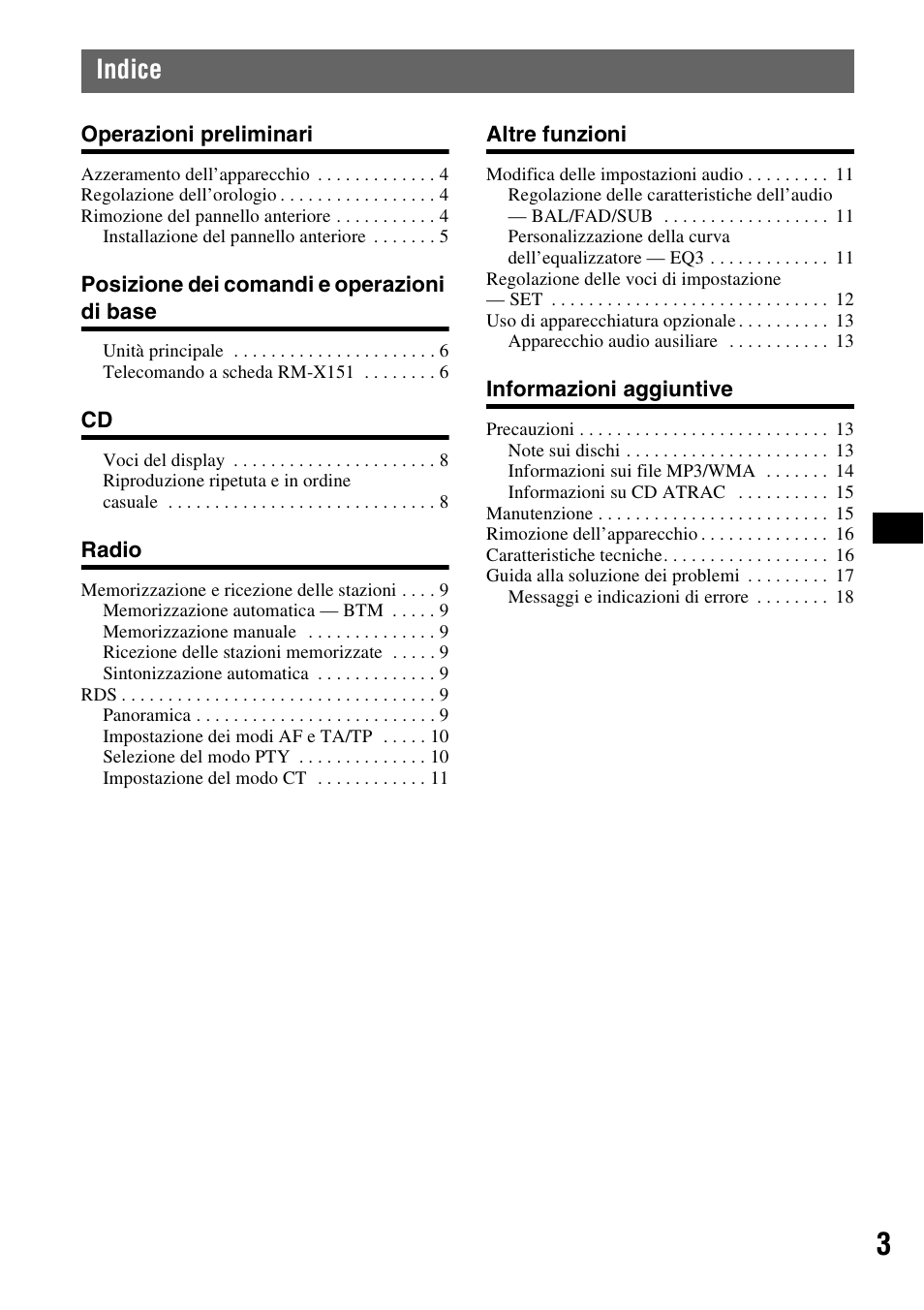 Indice | Sony CDX-A250 User Manual | Page 57 / 92