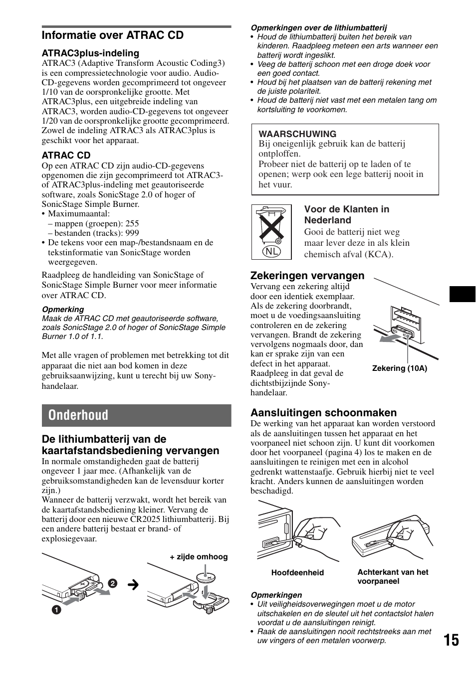 Informatie over atrac cd, Onderhoud | Sony CDX-A250 User Manual | Page 87 / 92