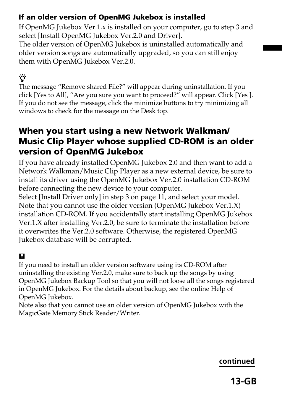 Sony MagicGate MSGC-US10 User Manual | Page 13 / 92