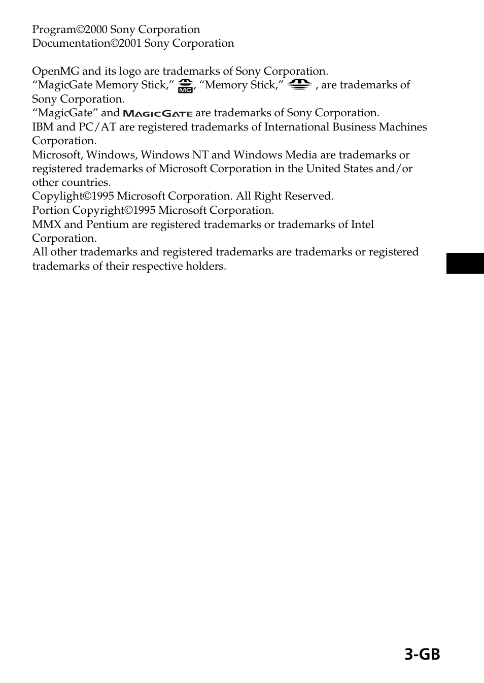 Sony MagicGate MSGC-US10 User Manual | Page 3 / 92