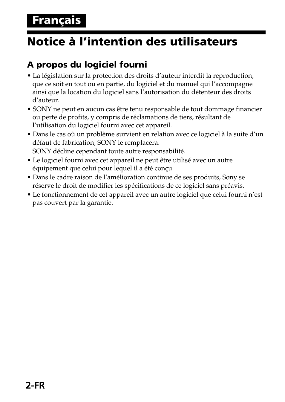 Français notice à l’intention des utilisateurs | Sony MagicGate MSGC-US10 User Manual | Page 32 / 92