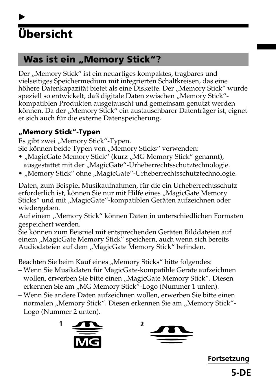 Einführung, Übersicht, De b einführung | Sony MagicGate MSGC-US10 User Manual | Page 65 / 92